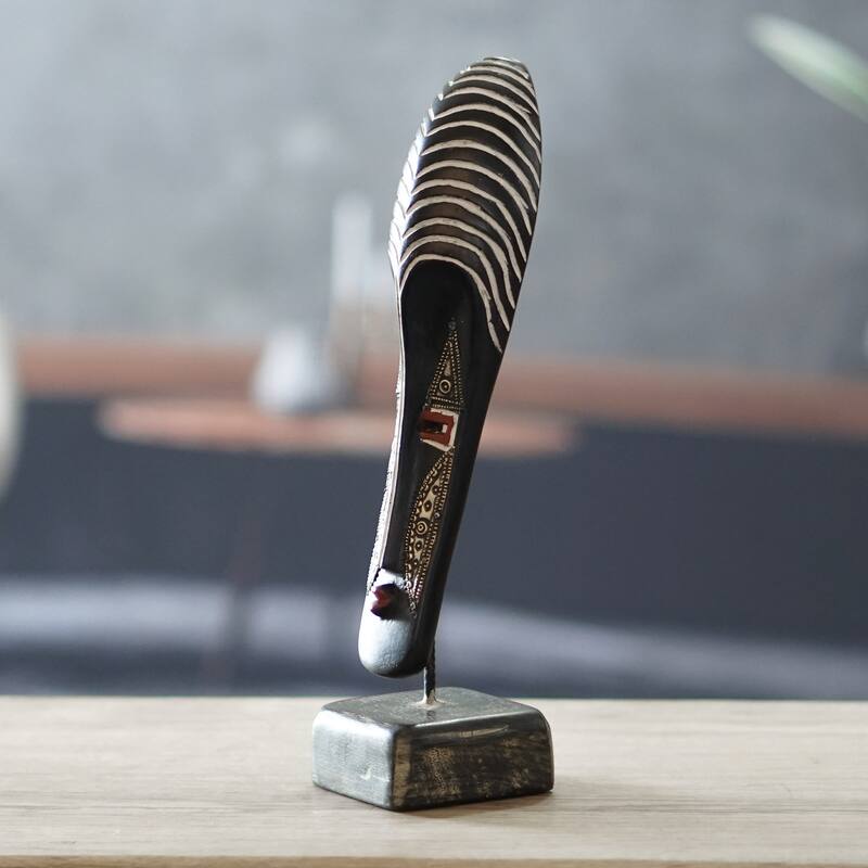 Novica Handmade Unique Face African Wood Mask