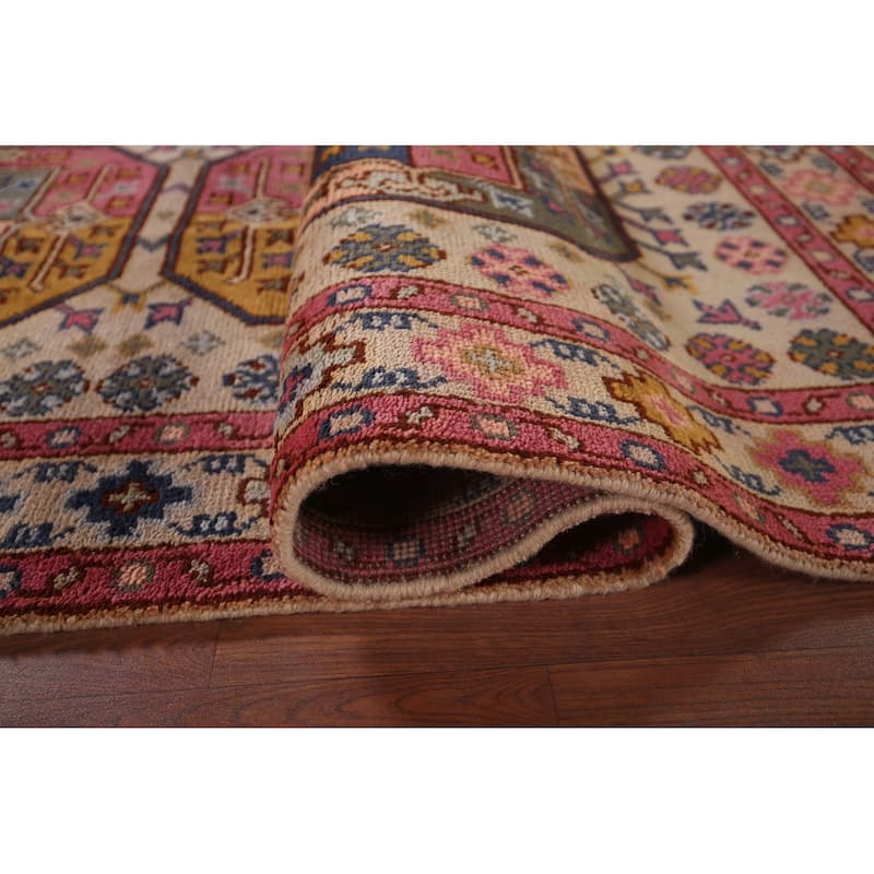 All-Over Geometric Khotan Indian Area Rug Hand-Knotted Wool Carpet - 7'10"x 10'1"