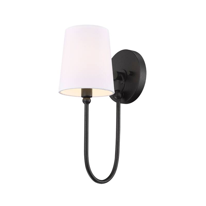 Simple Rustic 1-Light Black Wall Sconce with Shade