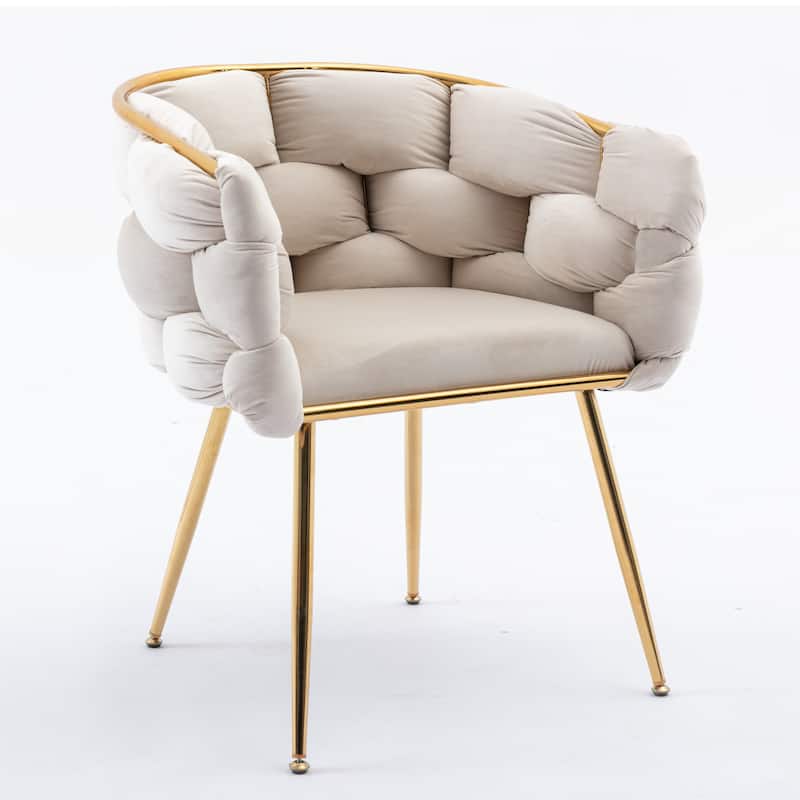 Simple Leisure Velvet Accent Chair Dresser Stool Set of 2, with Gold Metal Foot