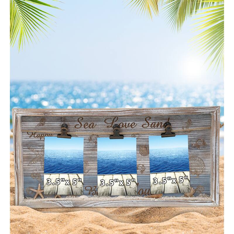 CoTa Global Coastal Horizon White Distressed Pictures Hanger Box Frame - 17 inches