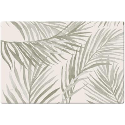 Grey Palm Fronds 30” x 20” Comfort Floor Mat Manufactured in The USA, Waterproof, Reduces Muscle Fatigue, Easy to Clean - 30x20