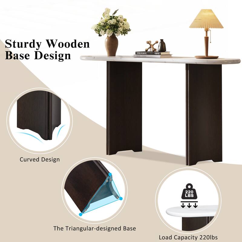 Entryway Table with Oval Faux Marble Top