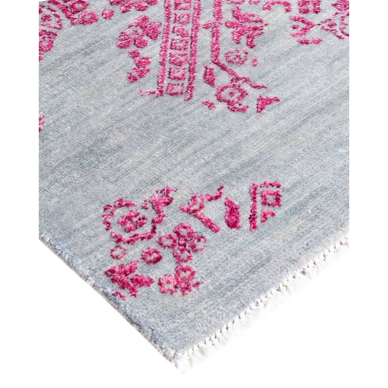 Ikat One-of-a-Kind Hand-Knotted Area Rug - Gray, 7' 10" x 9' 10" - 7' 10" x 9' 10"