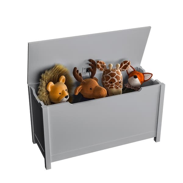 Merax Kids Wooden Toy Box/Bench with Safety Hinged Lid for Ages 3+ On