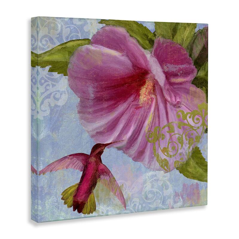 Stupell Hummingbird & Purple Poppy Canvas Wall Art Design By Sasha