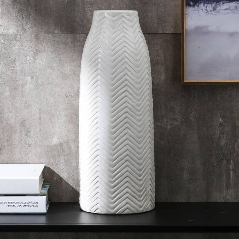 Large White Vase- Ceramic Vase for Home Decor Flower Vase for Centerpieces, Tall Vases for Living Room