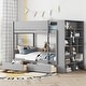 preview thumbnail 1 of 24, Twin over Twin Bunk Bed Kids Bed Frame with Side Bookcase Cabinet, Pull-out Drawers, Wooden Panel Bed for Kids Bedroom Grey - Twin