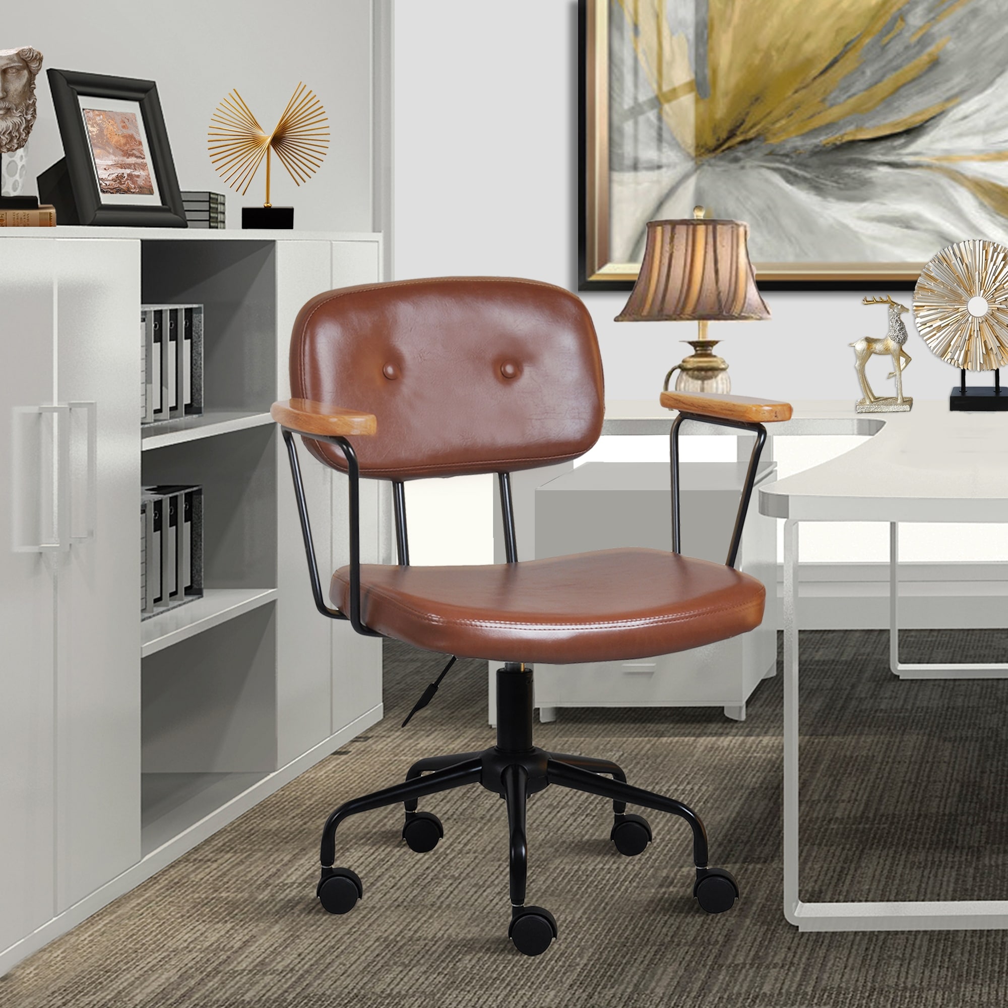 Faux cowhide sales desk chair