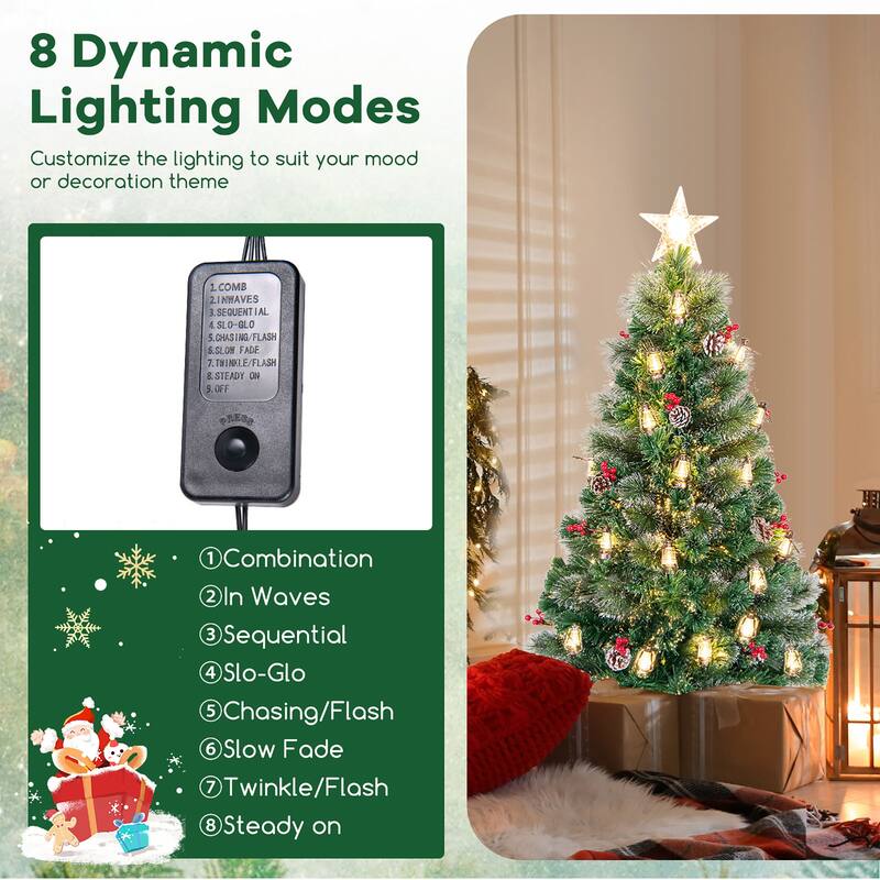 Gymax 5/6/7 FT Christmas Tree Artificial Xmas Tree w/ 8 Lighting Modes - See Details