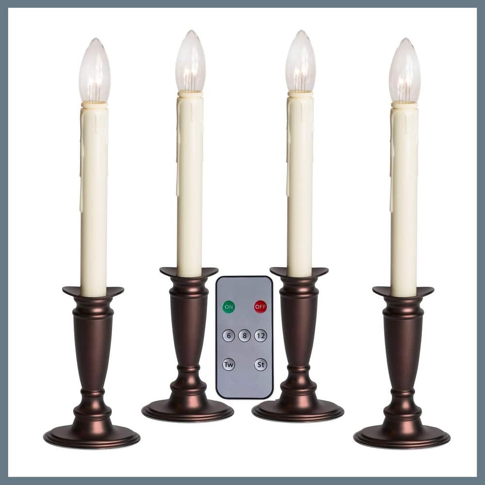 Battery Operated Bi-Directional LED Adjustable Base Candle 4-pack