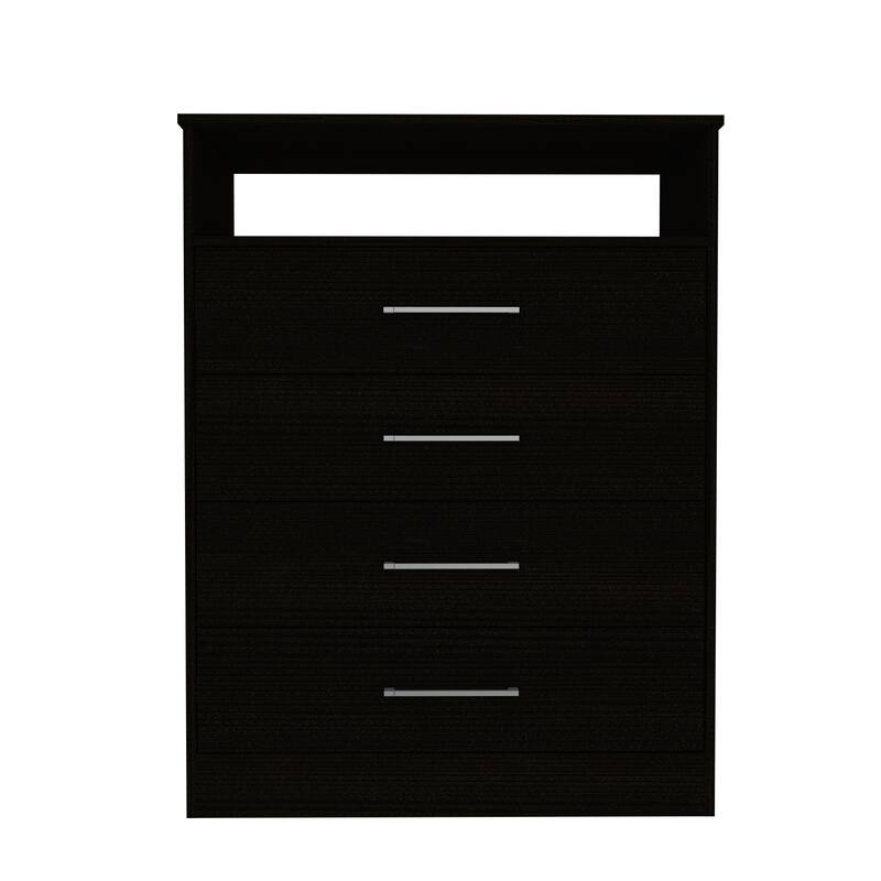 TUHOME Continental Dresser with 4 Drawers and Metal Hardware