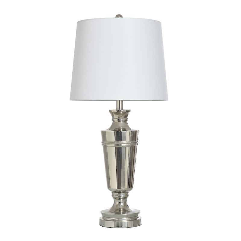 Steel Table Lamp With Urn Base Shape - Polished Nickel Shade - Off-White Shade - Polished Nickel, Off-White