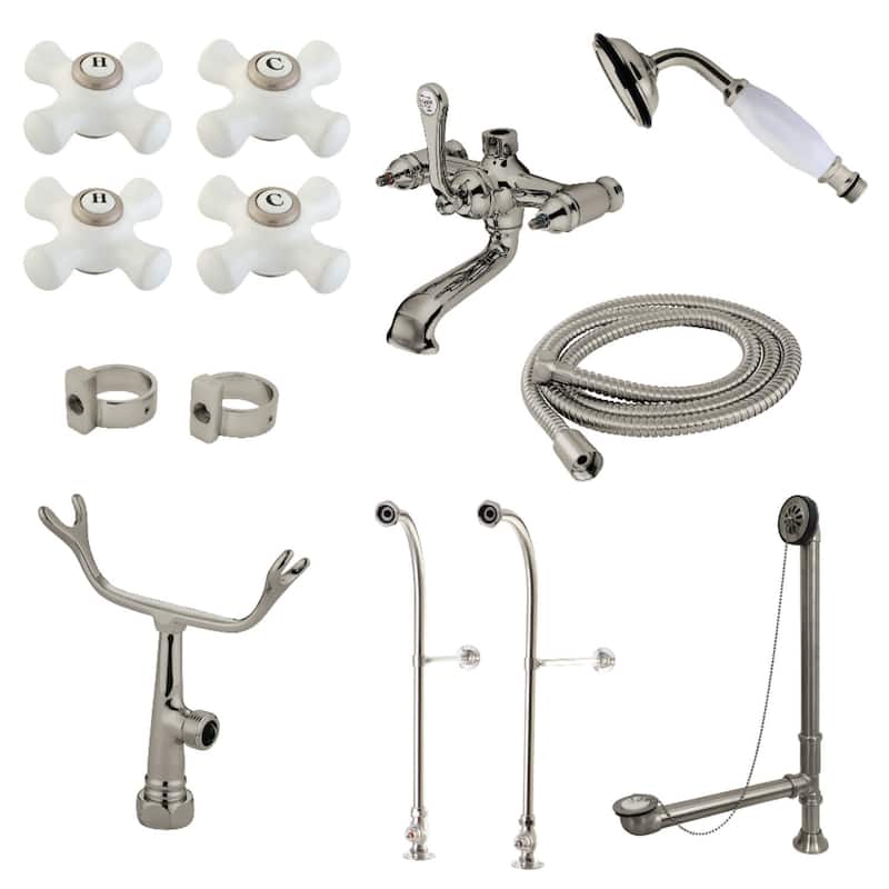 Kingston Brass Vintage Floor Mounted Clawfoot Tub Filler with Built-In