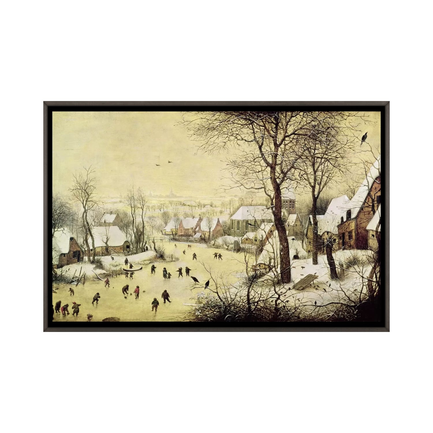 pieter bruegel the elder winter landscape with skaters and bird trap 1565