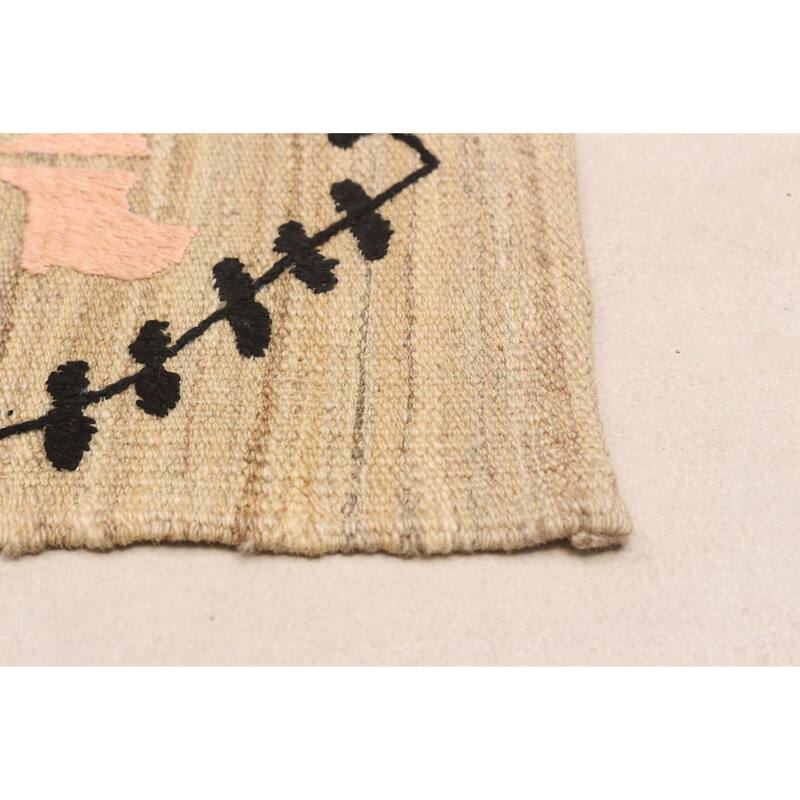 ECARPETGALLERY Flat-Weave Ankara FW Khaki Silk, Wool Kilim - 6'9 x 9'3