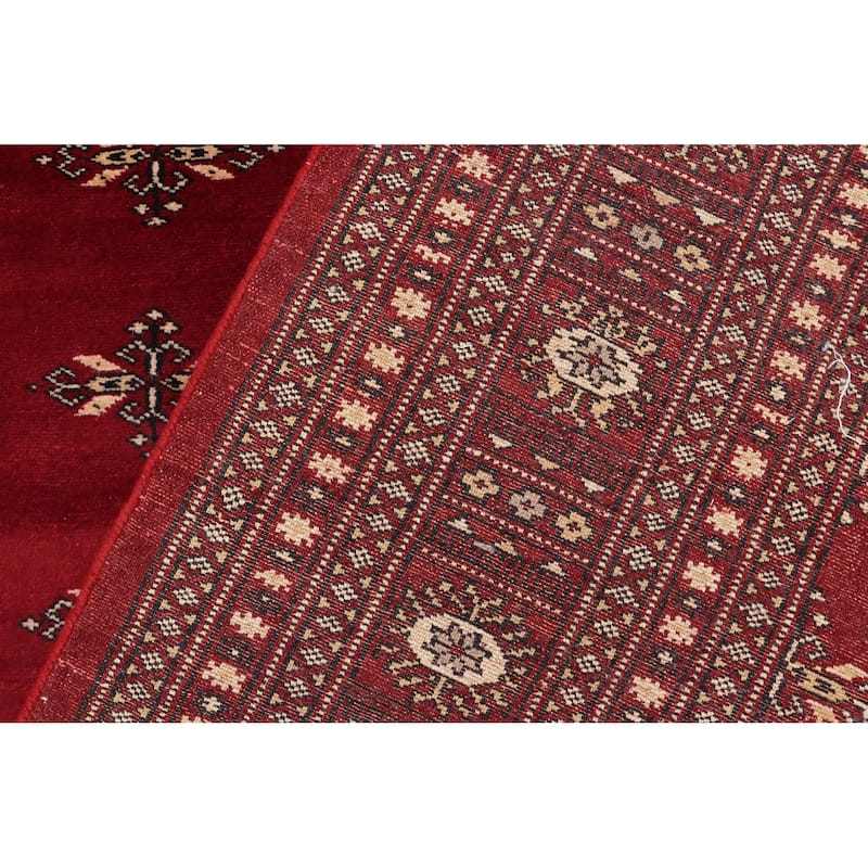 Rustic Bokhara Alfredo Red Beige Hand Knotted Rug - 6'0'' x 8'4''
