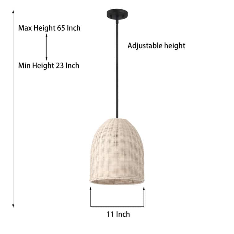 Acroma 1-light Farmhouse Rattan Kitchen Island Pendant - N/A