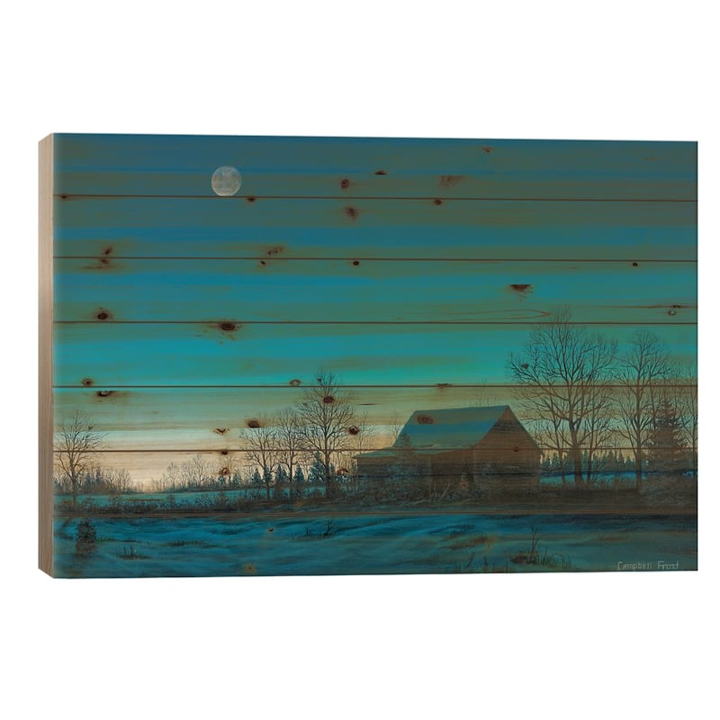 Winter's Eve Print On Wood by Campbell Frost - Multi-Color - 18x26x1.5