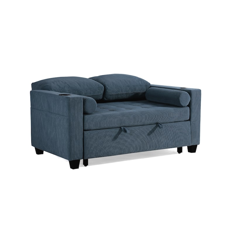 2 Set Multi-Functional Sleeper Sofa Bed 3-in-1 Pull-Out Convertible Adjustable Loveseat with USB Port
