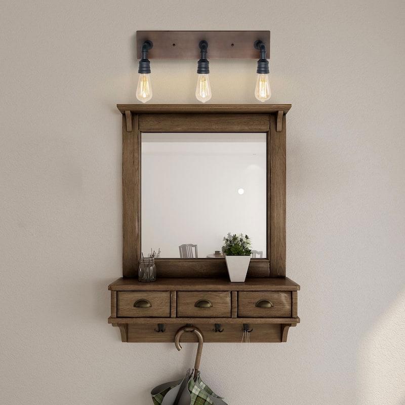 Carbon Loft 3-Light Industrial Wall Sconce Water Pipe Vanity Lights - W22.2"*H6.7"*E6.3"