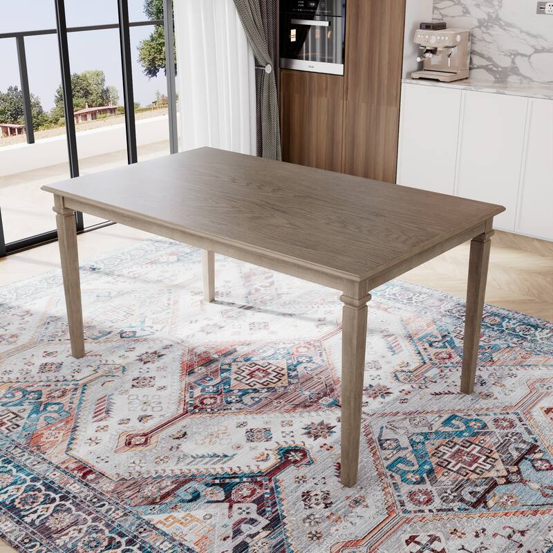 6-Piece, Retro Dining Table Set with Wooden Rectangular Table, 4 Chairs and 1Bench, for kitchen Dining Room, DovetalL Grey