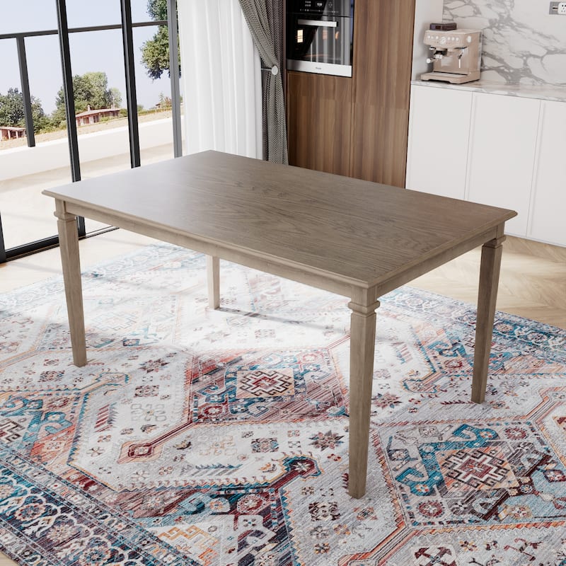 6-Piece Retro Dining Room Set, Classic Kitchen Furniture Set, Wooden Rectangular Table and 4 Chairs with Bench