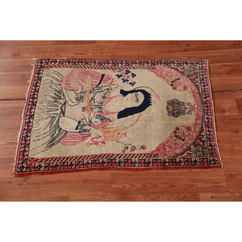 Antique Vegetable Dye Kerman Ravar Persian Rug Handmade Wool Carpet - 1'11" x 2'6"