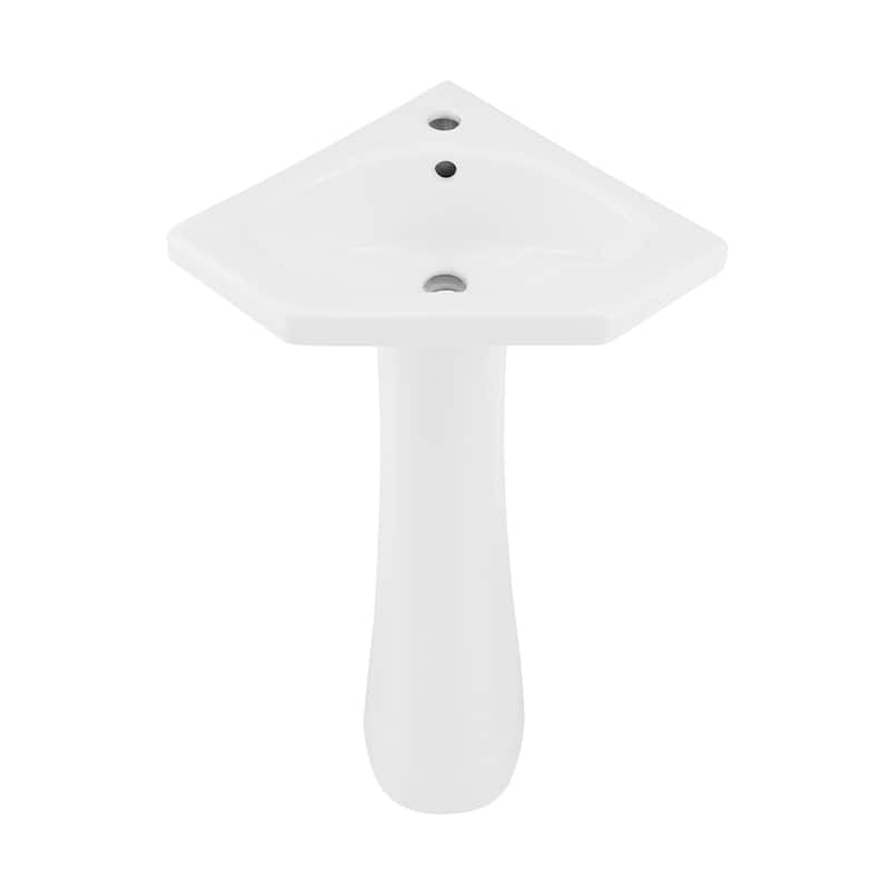 Angers Corner Two-Piece Pedestal Sink - 22.25" x 15.75" 33.65"