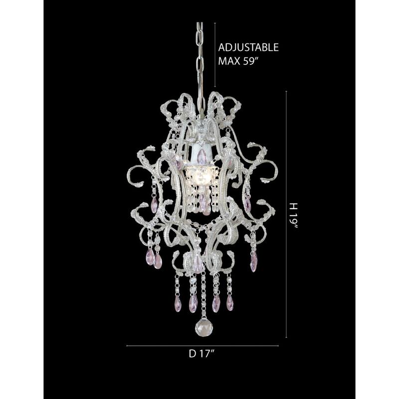 1-Light Chrome Chandelier With Clear Crystals
