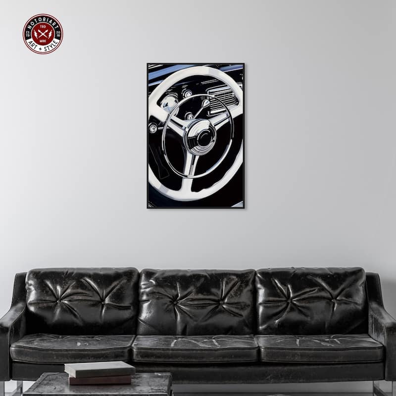 Notoriart Classy Steering Wheel Framed Car 1 Piece Canvas Wall Art