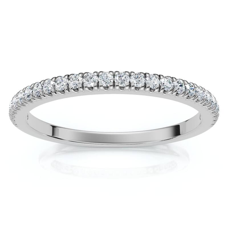 Bliss Diamond Pavé Diamond Thin Stackable Wedding Ring Gold or Platinum Lab Grown EF/VS