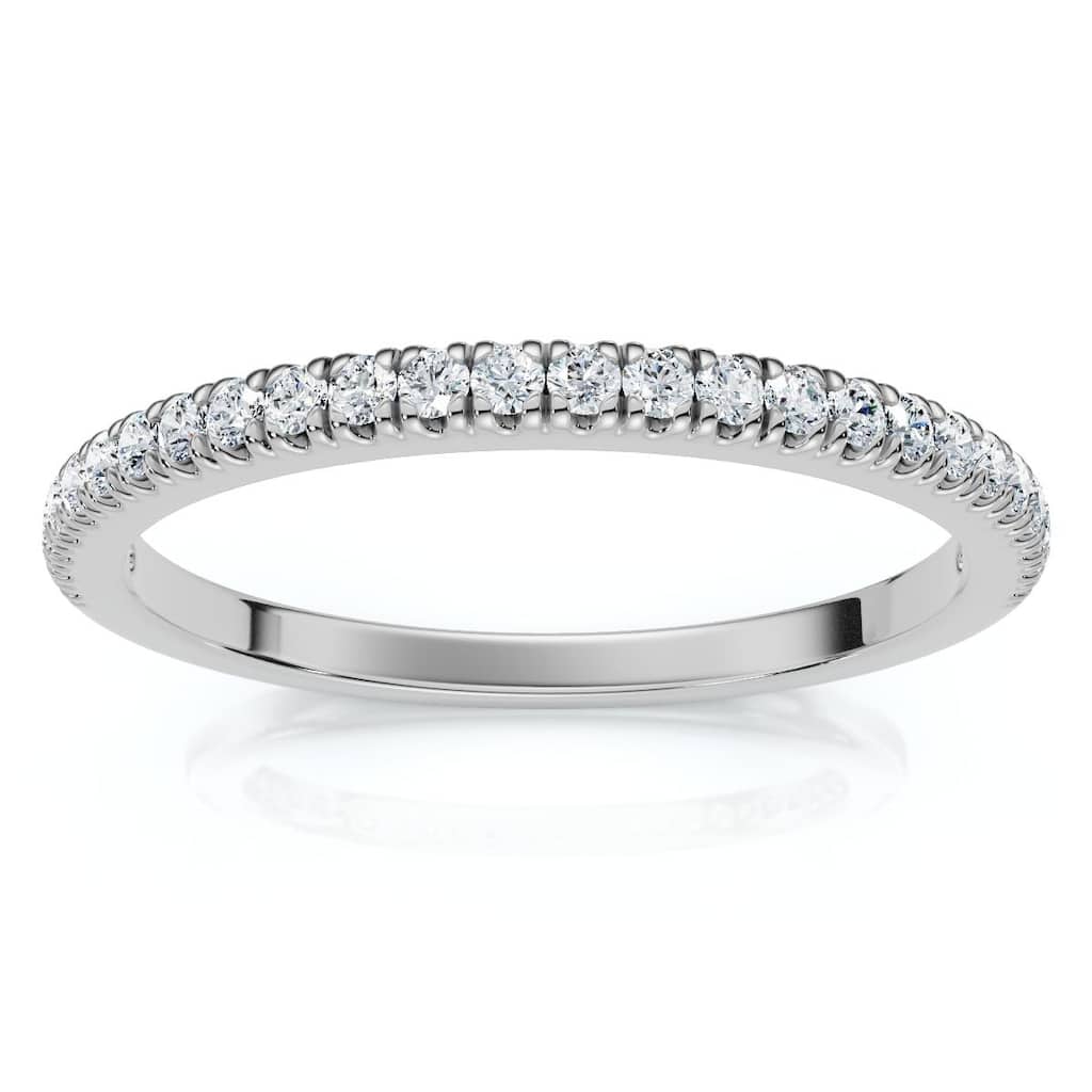 Bliss Diamond Pavé Diamond Thin Stackable Wedding Ring Gold or Platinum Lab Grown EF/VS