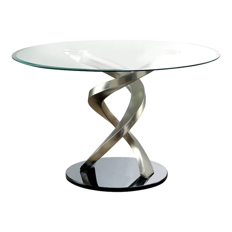 Furniture of America Caia Contemporary Glossy Silver 48-in Dining Table