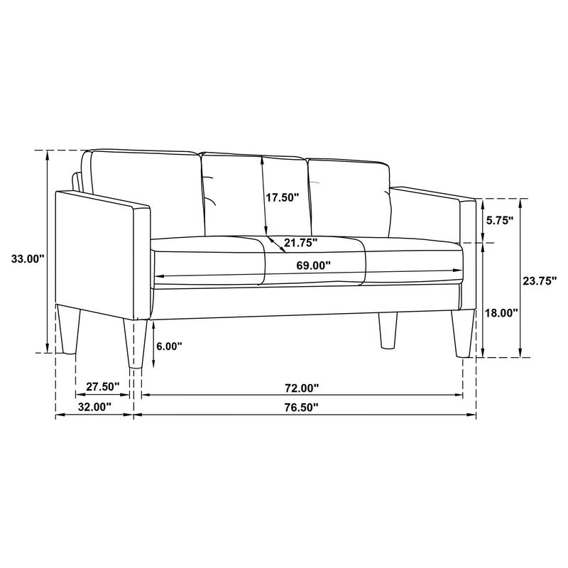 Ruth 77-inch Fabric Upholstered Track Arm Sofa