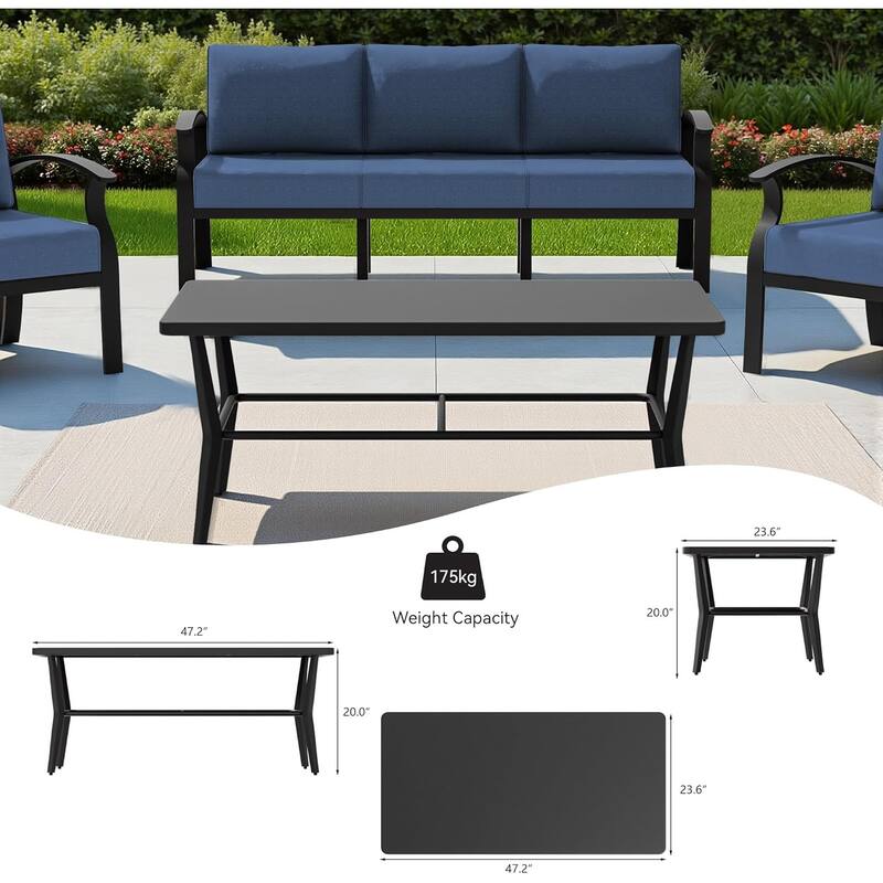 Kullavik Aluminum Outdoor Patio Sectional Sofa Set with Swivel Rocking Chairs and Coffee Table