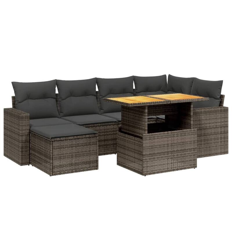 vidaXL Patio Sofa Set with Cushions Outdoor Conversation Furniture Poly Rattan - 21.7 x 39.4 x 28.7