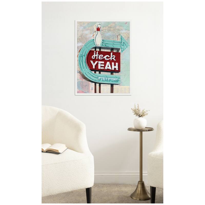Kate and Laurel Heck Yeah by Krista V. Allenstein Framed Canvas Wall Art Print
