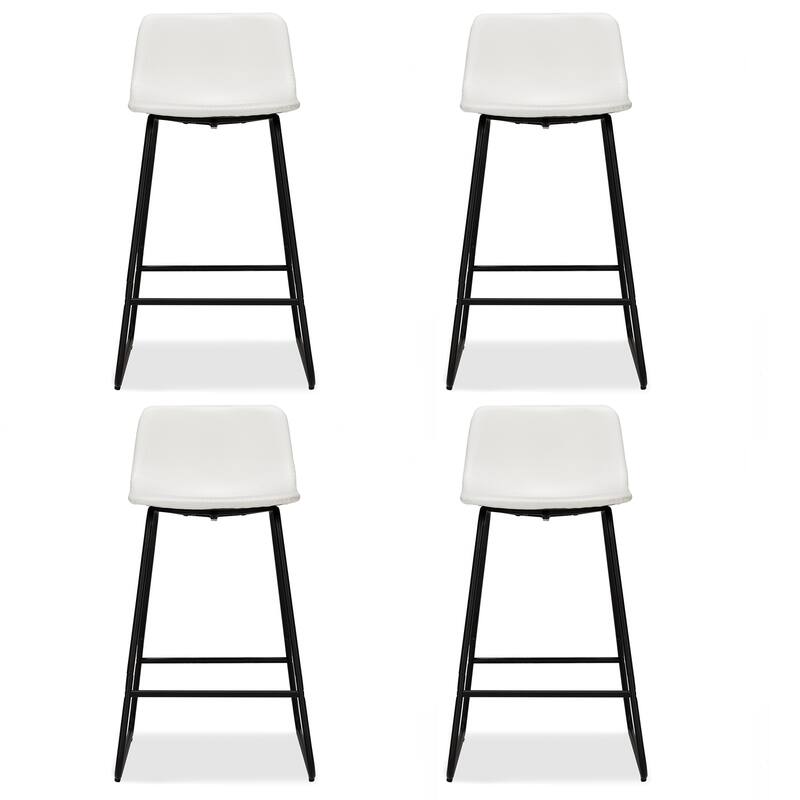 LUE BONA Modern Faux Leather Metal Frame Counter Height Bar Stools (Set of 4)