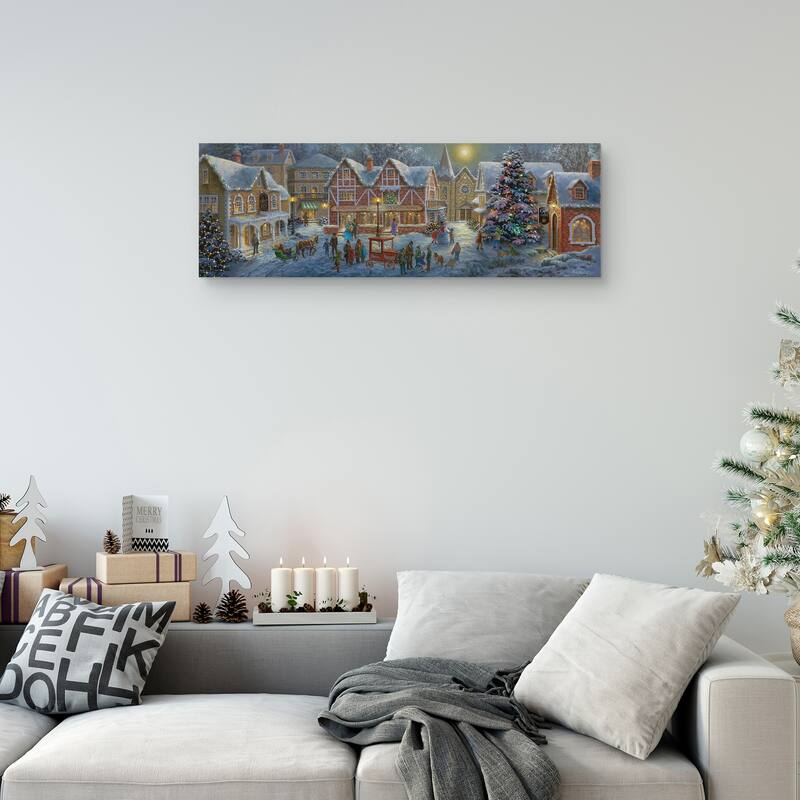 Christmas Village Panoramic Canvas Art Print