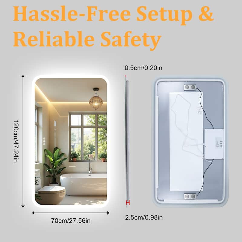 Bluetooth Speaker Smart LED Illuminated Tempered Glass Lighted Bathroom Mirror Backlight Wall Makeup Mirror