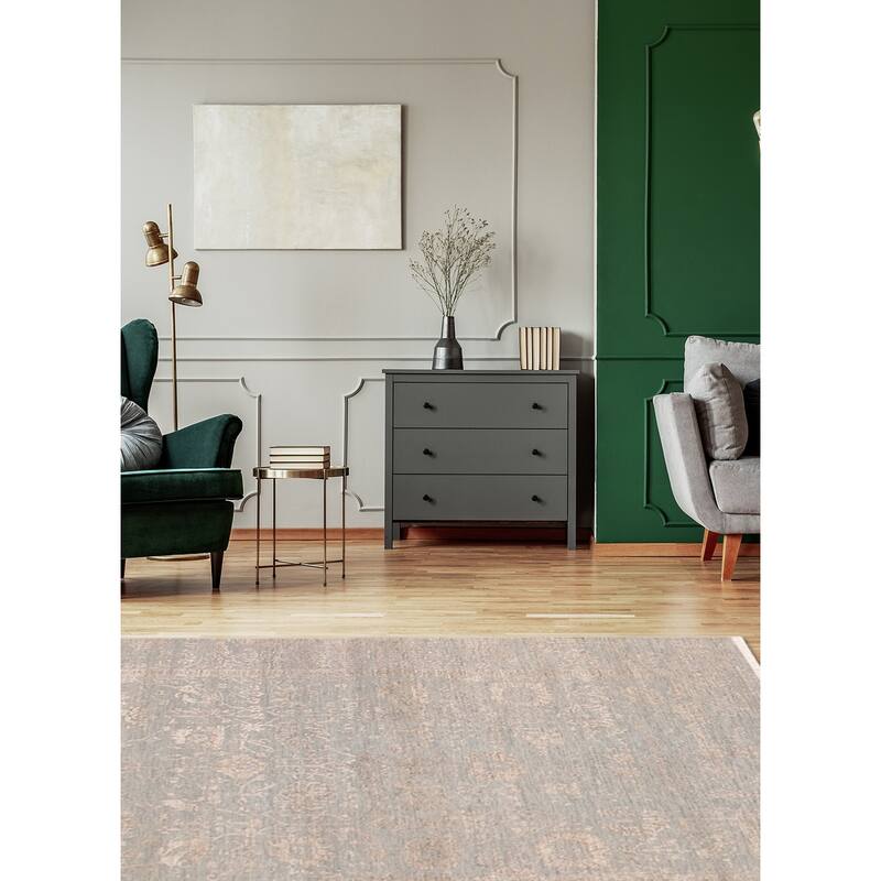 ECARPETGALLERY Hand-knotted Heritage Grey Silk, Wool Rug - 5'6 x 8'0