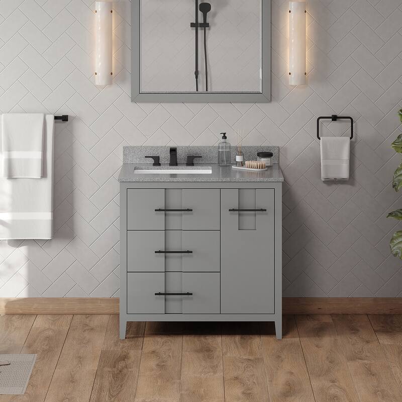 Jeffrey Alexander VKITKAT36R-MARBLE Katara 36" Free Standing Vanity