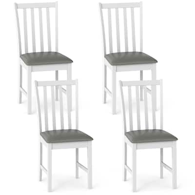 Gymax Wooden Dining Chair Set of 4 w/Rubber Wood Frame & Padded Seat &