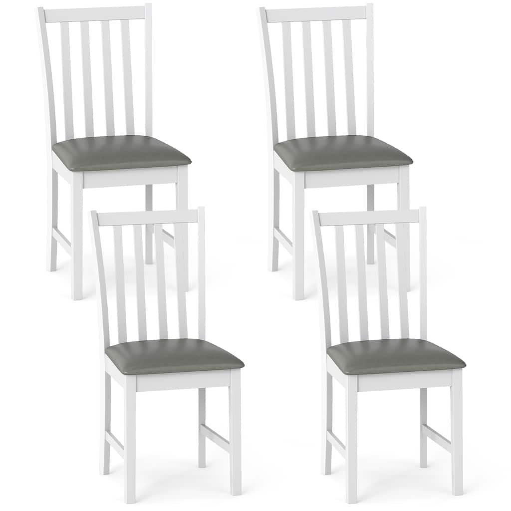 Gymax Wooden Dining Chair Set of 4 w/Rubber Wood Frame & Padded Seat &