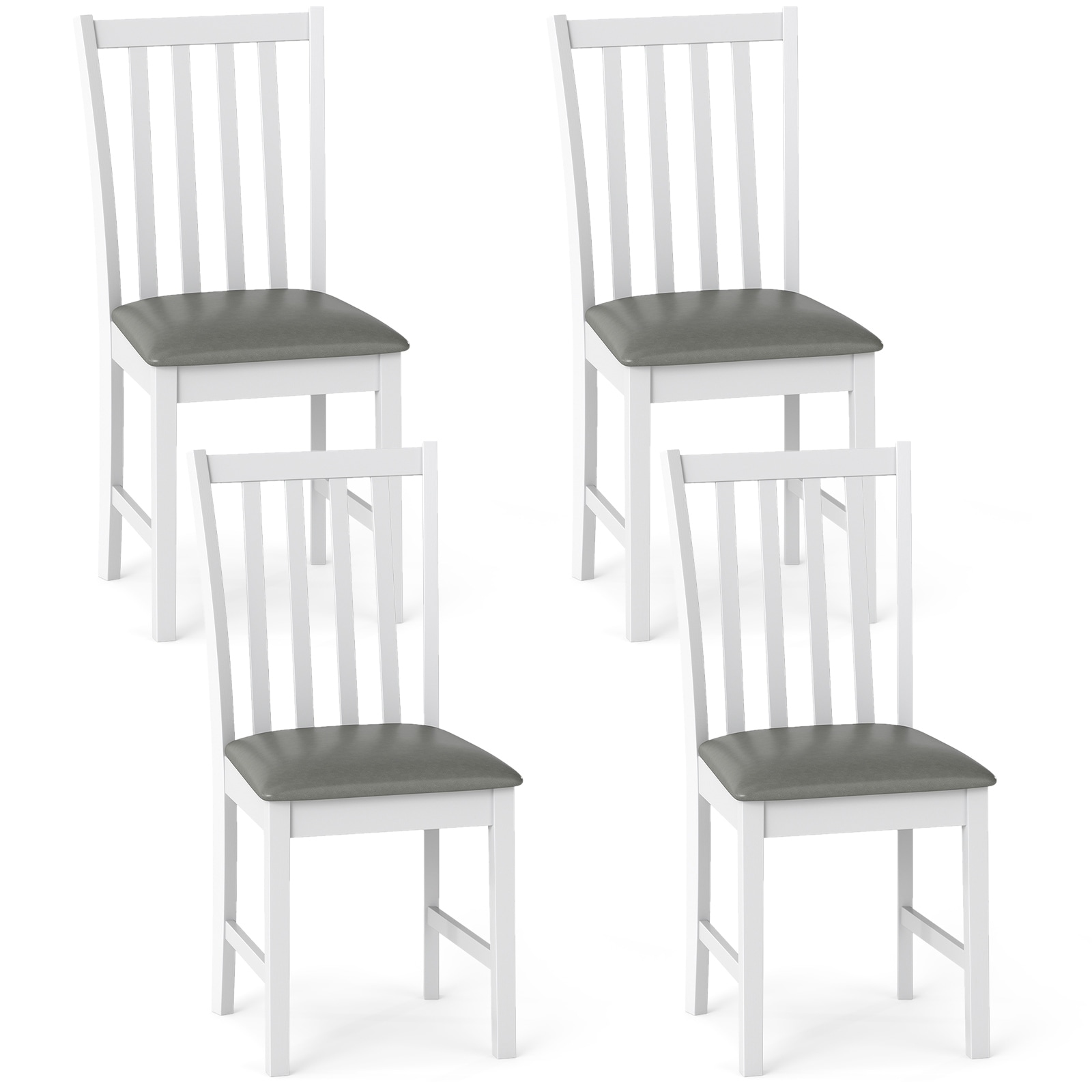 Gymax Wooden Dining Chair Set of 4 w/Rubber Wood Frame & Padded Seat &