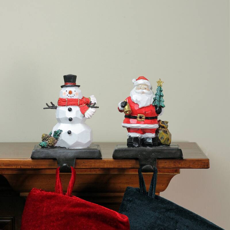 Santa and Snowman Christmas Stocking Holders - 5.5" - Set of 2