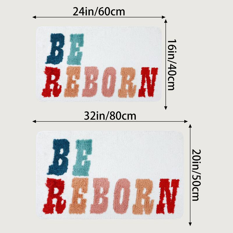 Cute Letter Pattern Bathroom Rugs, Soft and Absorbent Bath Floor Mat, Non-Slip Shaggy Bath Carpet, Bath Mats for Sink