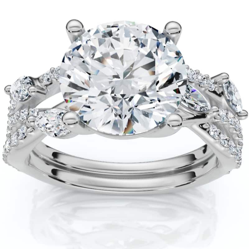 Certified 3 5/8Ct Diamond Engagement Wedding Ring Set Gold Lab Grown