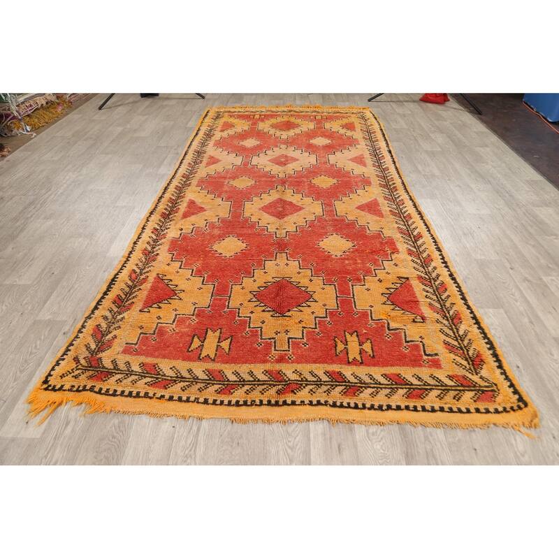 Stunning Tribal Moroccan Oriental Area Rug Wool Hand-knotted - 5'5" x 11'5"